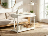 Mobile Side Table Height Adjustable Portable Desk with Storage Drawers 98923700