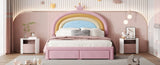 Full Size Upholstered Rainbow Design Bed, Velvet Princess Platform Bed with Storage Drawer, No N733P234609H