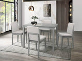 Grey Finish 5pc Room Set Table 4x Chairs Beige Fabric Chair Seat Kitchen Breakfast B011118999