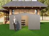 New Outdoor Storage Shed has two Functions Metal shed and Firewood Shed 11ft x13ft ,Grey 33708120