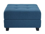 Navy Blue Tufted Ottoman, Fabric Upholstered Footrest with Wood Legs, 28.86"L Indoor Ottoman for N779P445624N