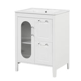 ZUN 24" Bathroom Vanity with Sink, Bathroom Vanity Cabinet with Two Drawers and Door, Adjustable Shelf, 24407153