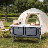 Outdoor Folding Camping Table with Storage Compartment, 4ft Portable Pinic Table with 3 Adjustable 49975057