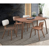 White Boucle and Walnut Side Chair with Upholstered Back B062P209233