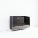 High Glossy Surface 6 Drawers Chest of Drawer with Golden Handle and Golden Steel Legs Black Color W2139134916