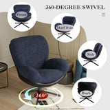 360&deg Swivel Office Chair, Modern Chenille Chair with Faux Leather and Black Metal Base Frame, No N817P205024B