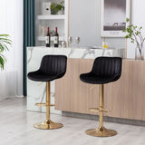 Chrome Footrest and Base Swivel Height Adjustable Mechanical Lifting Velvet Golden Leg Simple Bar W124956165