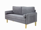 Modern Mid-Century Style Linen Sofa with 2 Pillows, Bedroom Furniture, Home Office 3 Seat Sofa 18728891