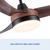 ZUN 42 In Intergrated LED Ceiling Fan Lighting with Brown Wood Grain ABS Blade W136755960