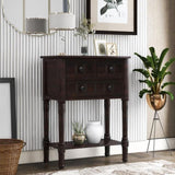 ZUN TREXM Narrow Console Table, Slim Sofa Table with Three Storage Drawers and Bottom Shelf for Living WF192646AAB