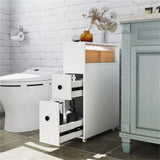 Slim White Bathroom Storage Cabinet , 2 Drawers 25668239