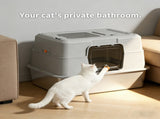 White stainless steel fully enclosed cat litter box, durable enclosed cat litter box, high side to 34135606