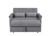 Artemax 55'' Modern Shiny Velvet Convertible Loveseat Sleeper Sofa Couch w/ 2 Lumbar Pillows, W668100736