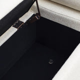 Elegant Upholstered Linen Storage Bench with Cylindrical Arms and Iron Legs for Hallway Living Room W487128011