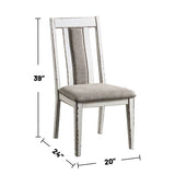 Set of 2 Upholstered Side Chairs in Weathered White and Warm Gray Finish B016P156291