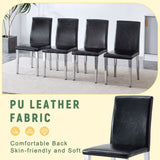 Black PU Backrest Chairs with Silver Metal Legs The Perfect Match for Minimalist and Modern Home W3226P279072