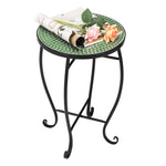 ZUN Mosaic Round Terrace Bistro Table Green Flowers Mosaic 27524992