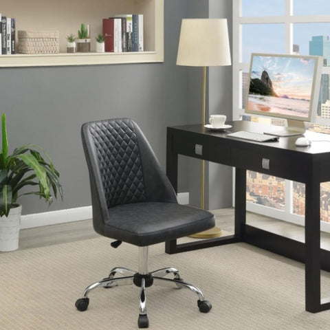 ZUN Grey and Chrome Adjustable Desk Chair B062P153789