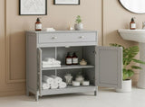 Gray particleboard with melamine veneer, 60*30*80cm, double doors, single drawer, bathroom vanity 21850169