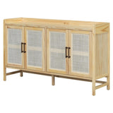 TREXM Rustic Sideboard with Decorative Rattan Doors and Adjustable Shelves for Entryway, Dining N715P203848N