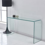 ZUN Glass Console Table, Transparent Tempered Glass Console Table with Rounded Edges Desks, Sofa Table W1718P234156