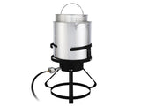 13*32inch Four-Piece Set, Black Round Iron Stove Frame, Silver Aluminum 30qt Turkey Pot 10qt Fish 39889046