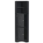 ZUN Tall Bathroom Corner Cabinet, Freestanding Storage Cabinet with Doors and Adjustable Shelves, MDF WF293800AAB