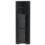 ZUN Tall Bathroom Corner Cabinet, Freestanding Storage Cabinet with Doors and Adjustable Shelves, MDF WF293800AAB