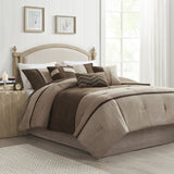 7 Piece Faux Suede Comforter Set Brown Cal King B03596969