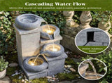 4-Tier Cascading Water Fountain with Warm White LED Lights Resin Indoor Outdoor Water Feature 29440693