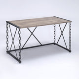 Rustic Oak and Antique Black Rectangular Desk B062P189119