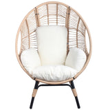 ZUN Patio PE Wicker Egg Chair Model 2 with Natural Color Rattan Beige Cushion and Side Table 25652639