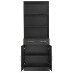 ZUN Bathroom Storage Cabinet, Cabinet with Two Doors and Drawers, Adjustable Three-layer Open N725P186645B