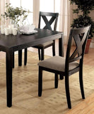 ZUN Brushed Black Solid wood 5pc Dining Set Table And 4x Chairs Brown Fabric Cushions Seats X-Cross Back B011P214984