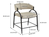 25'' Seat Height Modern Fabric Bar Stools with Back, Black Metal Frame, Comfortable Counter Stools N780P369956B
