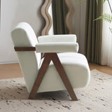 Mid Century Modern Accent Chair with Solid Wood Frame, Upholstered Living Room Chairs with Thick N765P197467W