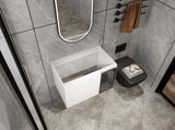 30" Wall-Mounted Bathroom Vanity, 2-Soft Close Doors,Glossy White Vanity & Grey Glass 1/2 Door, W999P387159