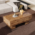 ZUN This modern rectangular coffee table features a stylish wood color, making it an ideal addition to W1151P168335