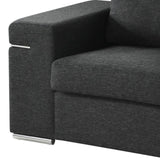 ZUN Gianna Black Linen Fabric Arm Chair B061P184125