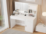Vanity Desk with Mirror and LED Light Strip,Dressing Table with Large Drawer, 3 Level Storage W2386P233325