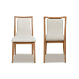 Scandi Upholstered Natural Light Brown Wood Dining Chair, Set of 2, White Pepper Stain Resistant B2719P238261