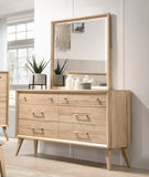 Classic Style Dresser of 6x Drawers Natural Oak Finish Wooden Bedroom Furniture 1pc, Mid-Century B011P250504