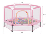 55'' Toddlers Trampoline with Safety Enclosure Net and Balls, Indoor Outdoor Mini Trampoline for 33415175