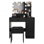 ZUN FCH Large Vanity Set with 10 LED Bulbs, Makeup Table with Cushioned Stool, 3 Storage Shelves 1 30731740