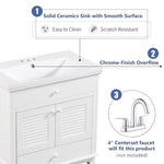 ZUN 30" Bathroom Vanity with Sink, Bathroom Cabinet with Two Doors and One Drawer, White 53306359