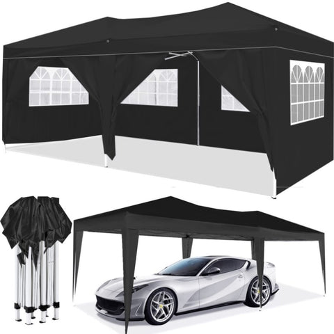 ZUN 10'x20' EZ Pop Up Canopy Outdoor Portable Party Folding Tent with 6 Removable Sidewalls Carry Bag W1205106021