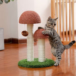 ZUN Cat Scratching Post Mushroom Claw Scratcher with Natural Sisal Ropes Interactive Dangling Ball for 03002290