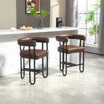 ZUN House Hold Bar Set of 2, Modern Bar Stool with Back, Black Metal Frames, Upholstered Bar W1588P194937