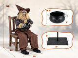 53" Halloween Sitting Scarecrow Animatronic with Jump Scare Motion, Sound Triggered Spooky 44685308