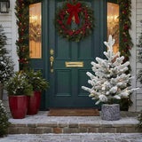 2FT Flocked Christmas Tree with Pot Base 189 Tips 30 Warm White LED Lights PEPVC Artificial Plant 71968326